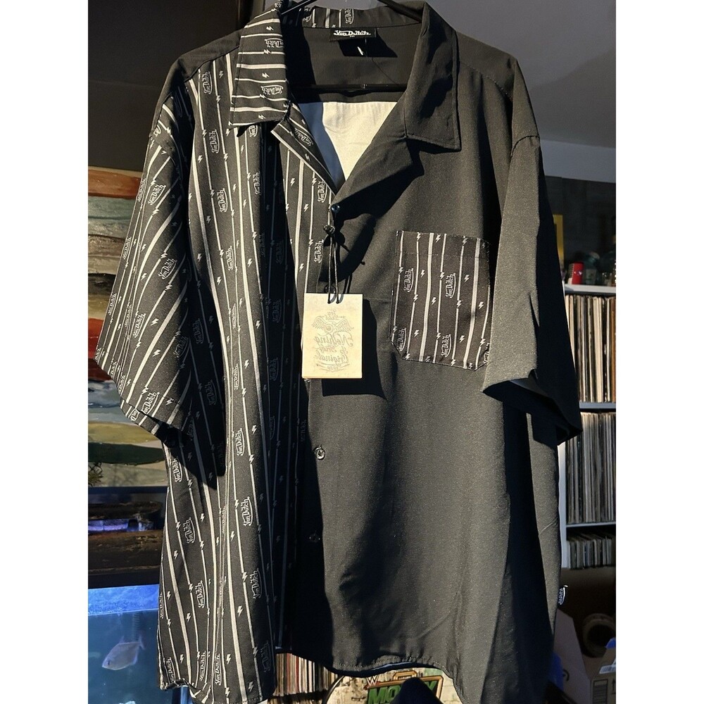 Von Dutch - 2XL Black Button Down Casual Shirt Short Sleeve - NWT